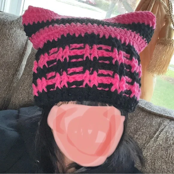 Accessories Handmade Crochet Cat Beanie Poshmark